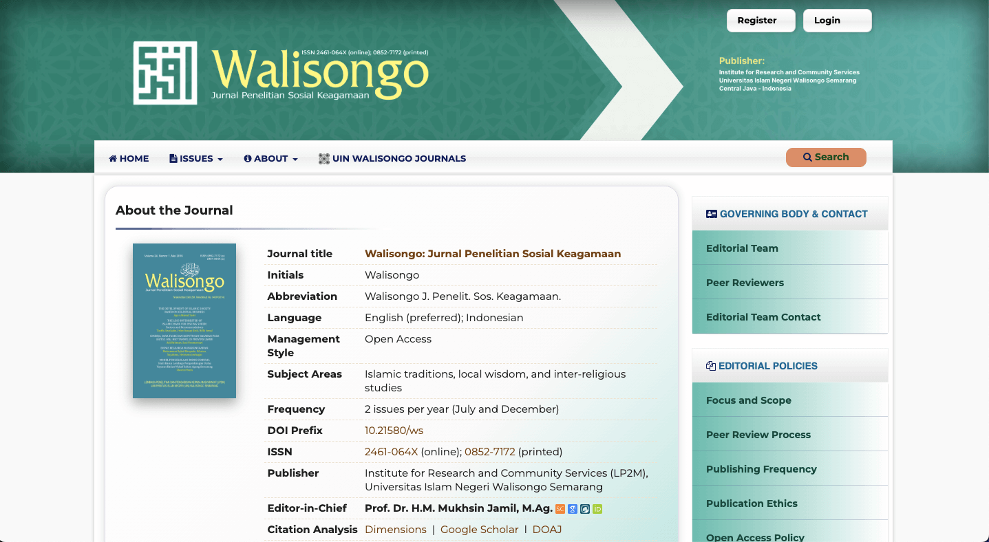 Walisongo: Jurnal Penelitian Sosial Keagamaan